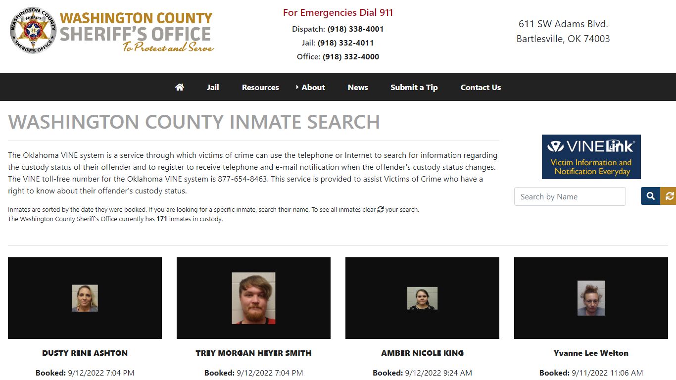 Inmate Search - Washington County Sheriff's Office